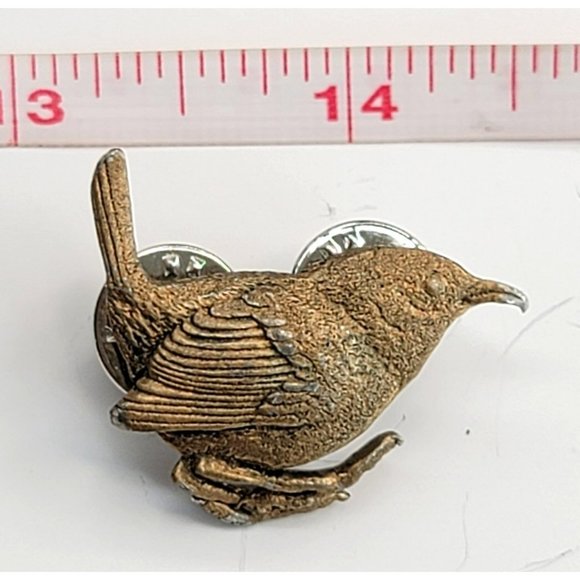 Wren Lapel Pin GG Harris Fine Pewter 373 Gold Gilt Vintage 1994 Brooch Ct547 - Picture 2 of 5